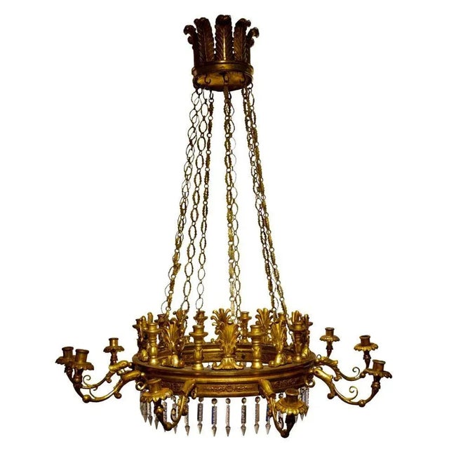 Carlos IV Carved and Gilded Wood Chandelier, 18th Century For Sale - Image 13 of 13