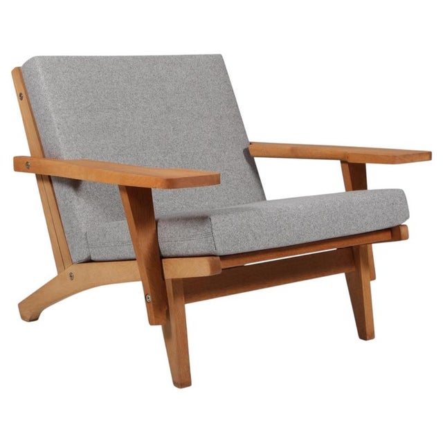 GE-370 Lounge Chair in Oak Frame and Hallingdal Wool by Hans J. Wegner for Getama, 1960s For Sale - Image 9 of 9