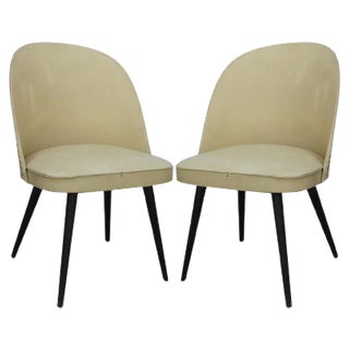 Set of Wood & Vinyl Chairs, 1960s For Sale