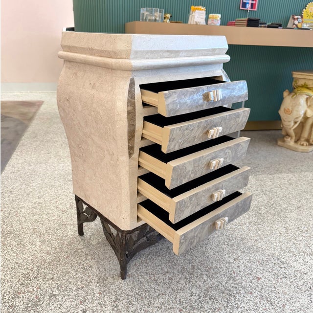 Art Deco 1980’s Tessellated Stone Chest of Drawers/Jewelry Armoir For Sale - Image 3 of 12