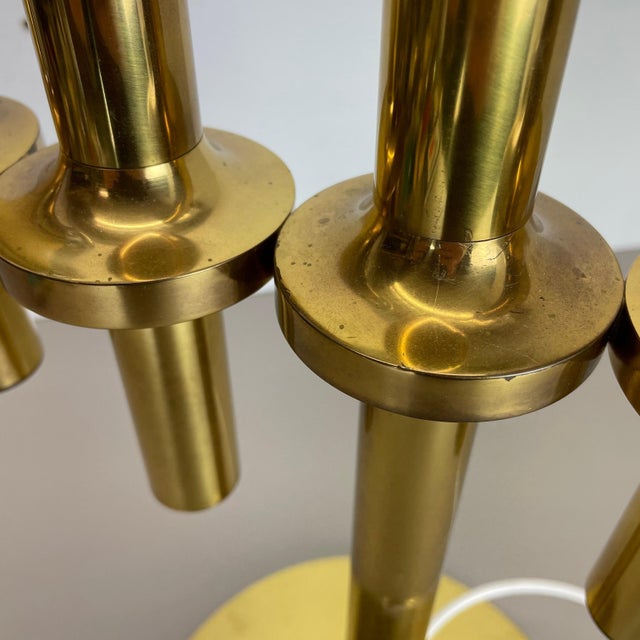 Metal Modernist Brass Table Light in the style of Gaetano Sciolari, Italy, 1970s For Sale - Image 7 of 18