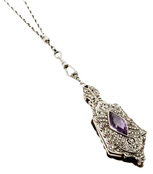 Silver Lorgnette Pendant on Platinin Chain