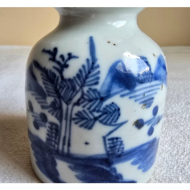 Description: Hand painted blue and white design Porcelain brush washer From the Ch'ing Dynasty T'ung-Chih&nbsp; C....