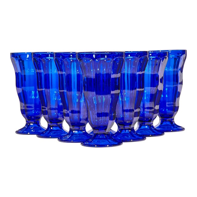 Cobalt Tall Parfait Stems, Set of 8 For Sale