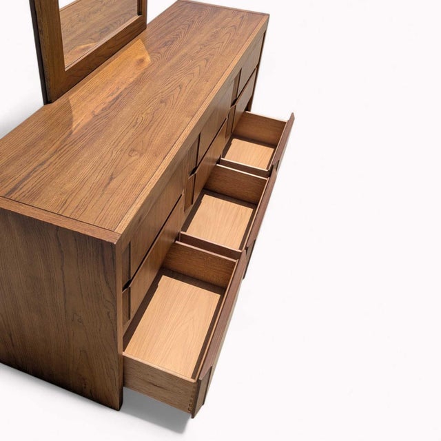 Mid-Century Huntley by Thomasville Walnut Dresser With Mirror, 1960s For Sale - Image 15 of 18