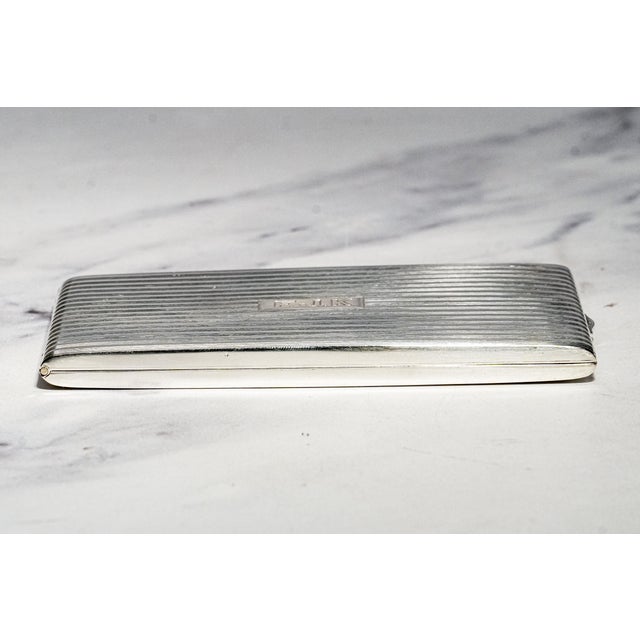 Vintage Napier Sterling Silver Cigarette Case Engine Turned Art Deco Provenance Presentation Card Case Tobacciana For Sale - Image 12 of 13