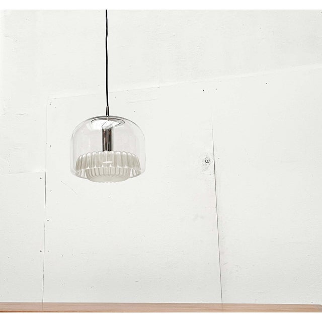 1960s Mid-Century Modern German Space Age Pendant Lamp in Chrome and Glass from Peill & Putzler, 1960s For Sale - Image 5 of 18