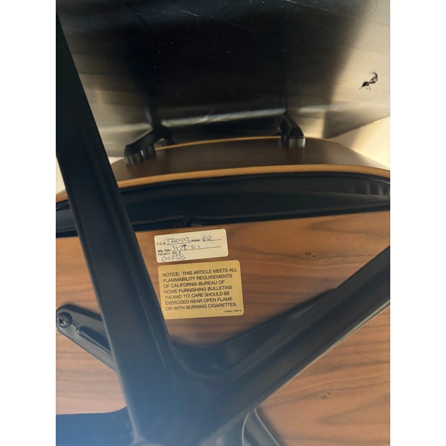 Black Authentic Herman Miller Eames Lounge Chair & Ottoman — Walnut Shells, Black Leather, Dated & Labeled November 2001 For Sale - Image 8 of 8