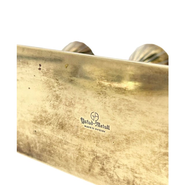 Metal 1950s Swedish Brass Candelabra by Gunnar Ander For Sale - Image 7 of 9