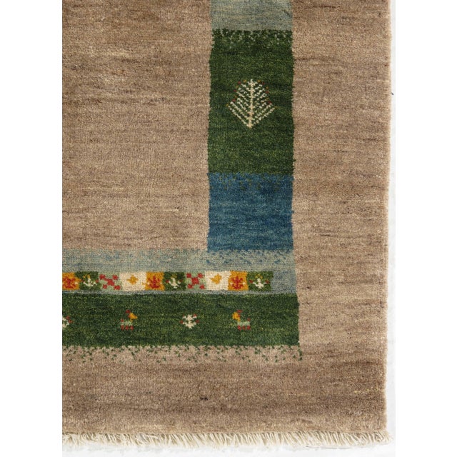 Vintage Hand-Knotted Persian Lori Gabbeh Rug 3'5" X 4'11" For Sale - Image 4 of 5