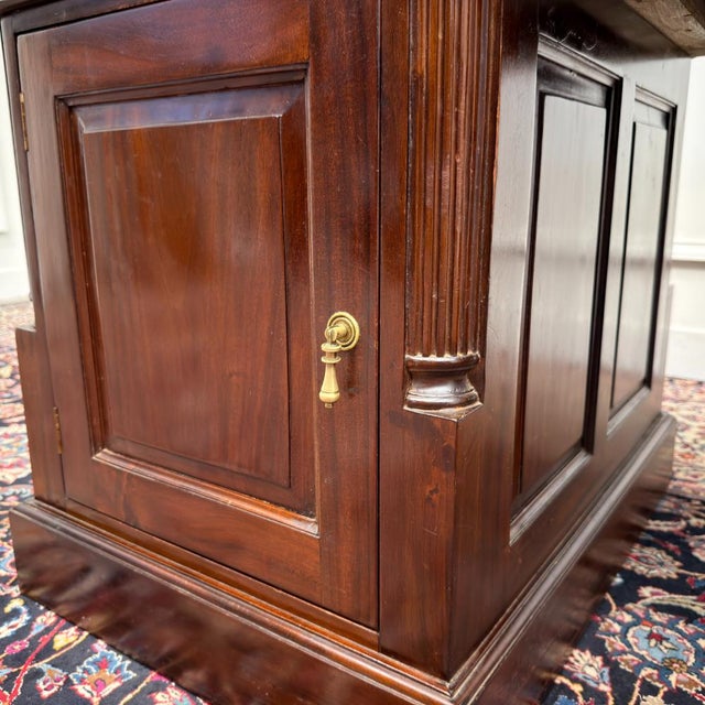 Classic English Desk Green Leather Inlay For Sale - Image 12 of 18
