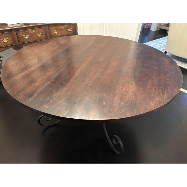Vintage Heavy Iron & Mahogany Round Dining Table For Sale - Image 4 of 11