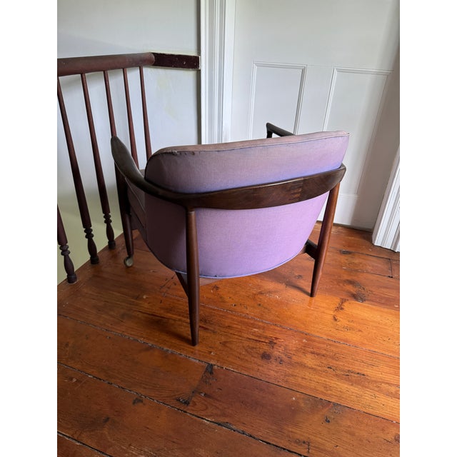 Selig Danish Modern Walnut “Barrel” Lounge Chairs by Finn Andersen for Selig For Sale - Image 4 of 6