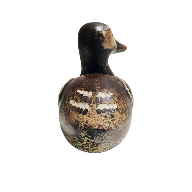 1980s Vintage Sarreid Ltd. Hand-Carved and Painted Italian Wood Duck Sculpture - Design No. 132 For Sale - Image 5 of 12