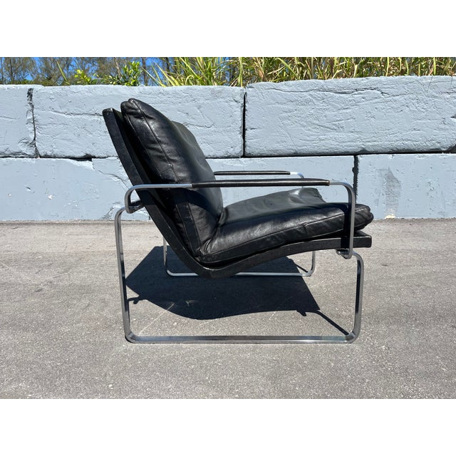 1970s Jørgen Lund & Ole Larsen Pair of Lounge Chairs in Black Leather For Sale - Image 16 of 18