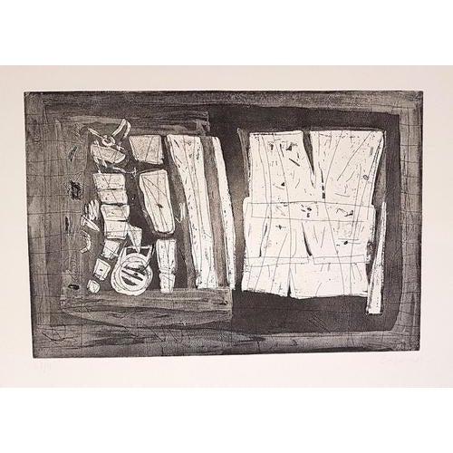 Antonio Corpora, Abstract Composition, Etching, 1969 For Sale