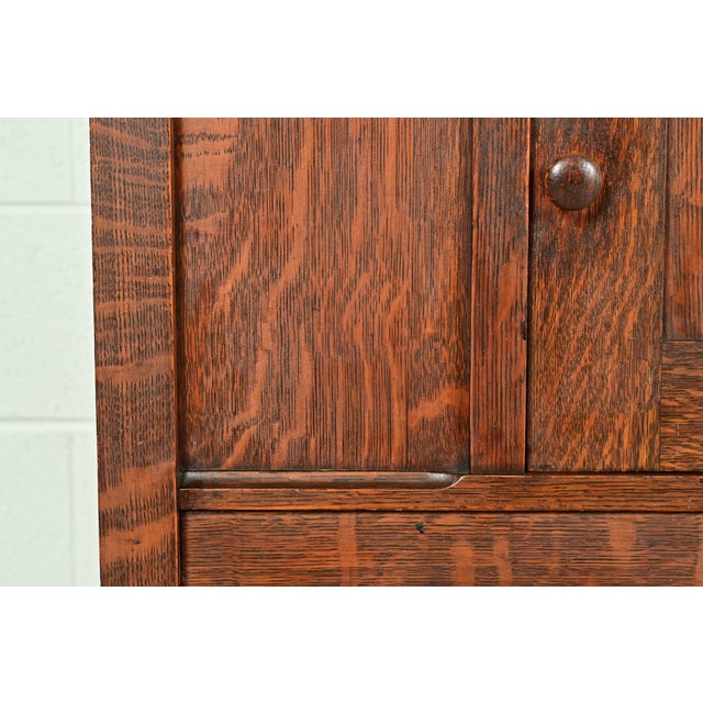 Stickley Brothers Style Antique Mission Oak Arts & Crafts Sideboard or Bar Cabinet, Circa 1910 For Sale - Image 11 of 15