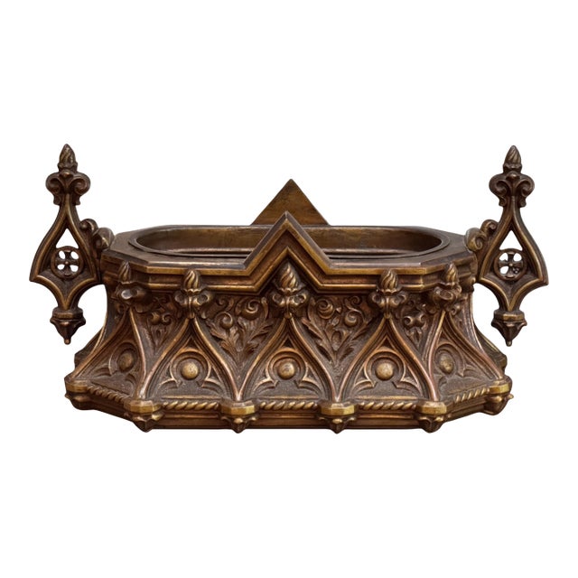 Mid-19th Century English Gothic Revival Cast Bronze Planter For Sale