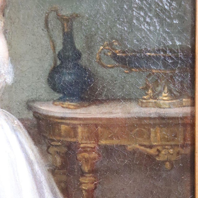Scene Between Girls, 19th Century, Oil Painting on Canvas, Framed For Sale - Image 13 of 18
