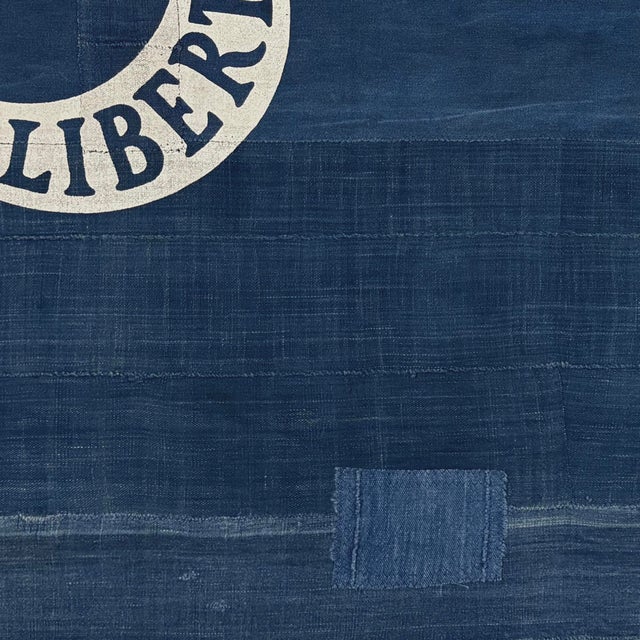 Distressed Cotton Fort Moultrie Liberty Flag Made From Vintage Indigo For Sale - Image 4 of 4