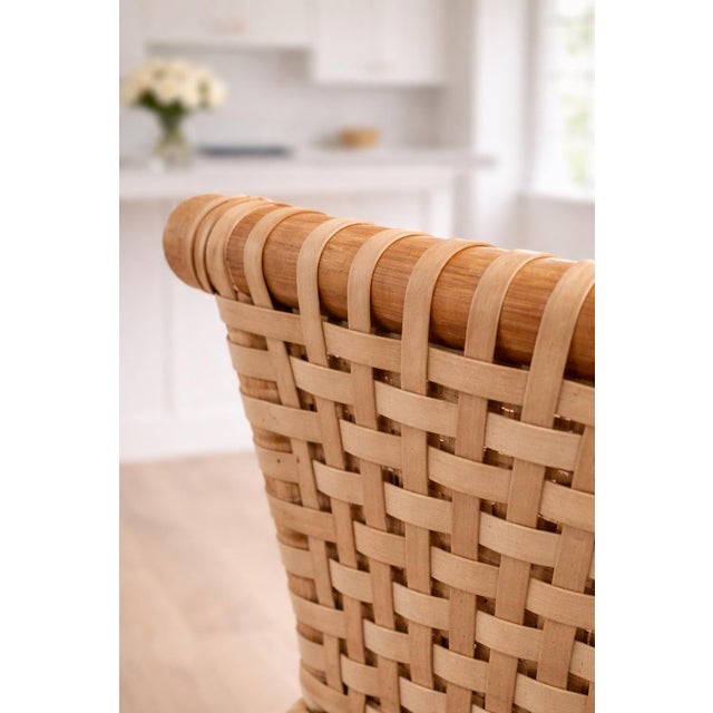 Architectural McGuire San Francisco Rattan Bar Height Stools – Pair | Hand-Lashed Rawhide | Circa 1985 For Sale - Image 10 of 12