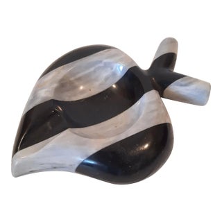 French Marble Onyx Black WHite Cigar Ashtray For Sale