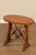 High Quality Antique 19th Century Carved Oak Side Table with Wrought Metal Stretcher Accent
