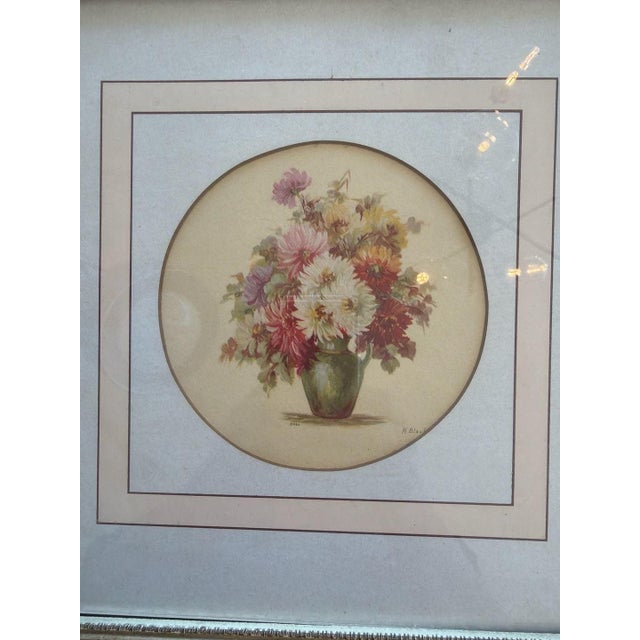 Vintage 1950s M. Black Signed Floral Lithograph Print framed For Sale - Image 4 of 6