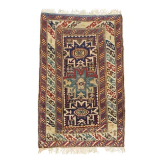 Antique Caucasian Lezgi Rug 2’10” X 4’5” For Sale