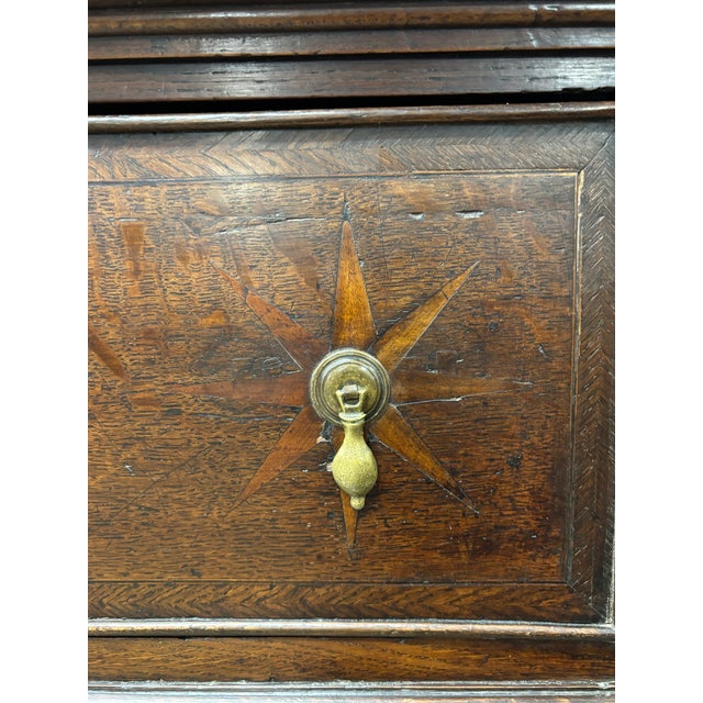 Brown Antique English Oak Sideboard With Inlay Design and Barley Twist Legs For Sale - Image 8 of 9