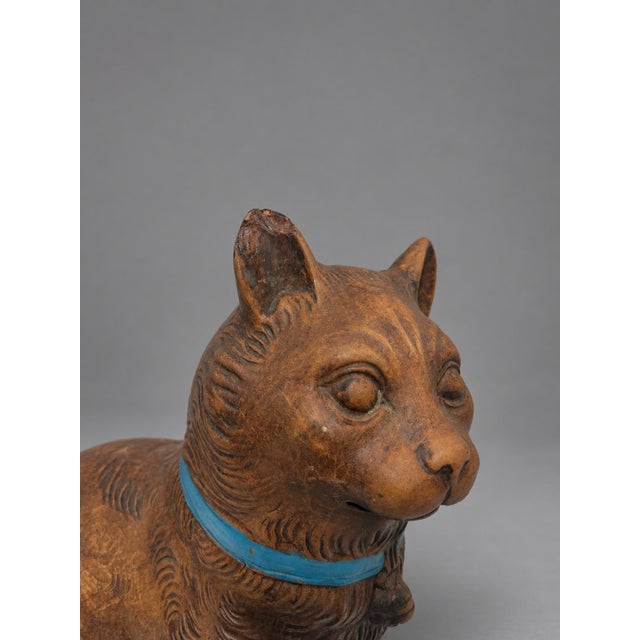 Italian c.b. Bassano Terracotta Majolica Cat on Cushion, Circa 1960s For Sale - Image 9 of 9