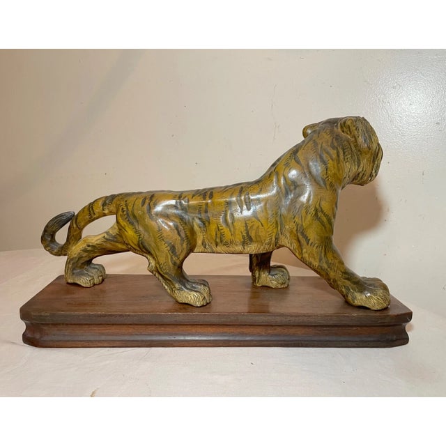 19th Century Large 1800's Antique Hand Carved Wood Japanese Tiger Meiji Sculpture Statue Art For Sale - Image 5 of 16