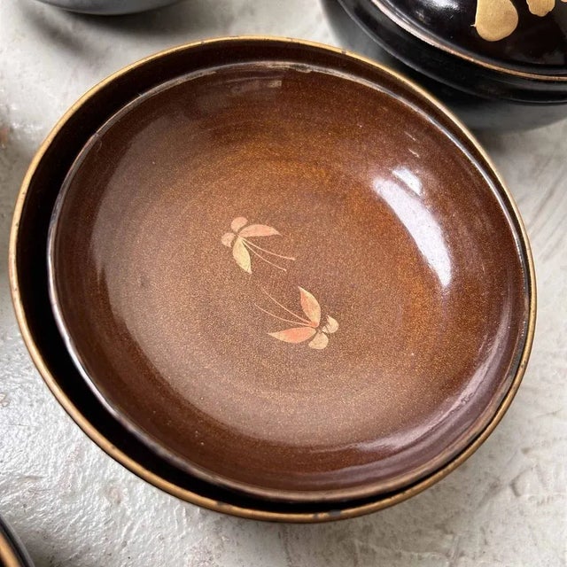 Urushi Maki-E Lidded Rice Bowls, Japan, 1920s, Set of 9 For Sale - Image 6 of 10