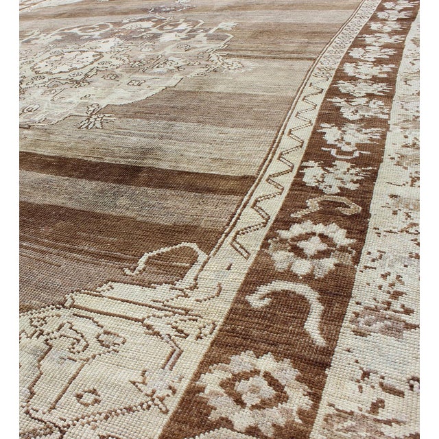 Textile Vintage Turkish Kars Rug With Shades of Brown, Cream, and Ivory Medallion Motif 8'0"x12'5" For Sale - Image 7 of 8