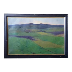 Large Fritz Edvard Karfve Oil on Canvas Painting, Pastoral Landscape, Skane, Sweden