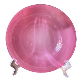 Two antique PINK! opaline glass salad plates // Steuben Frederick Carder Rosaline Pink Art Glass plates // Rose quartz // a layered table For Sale
