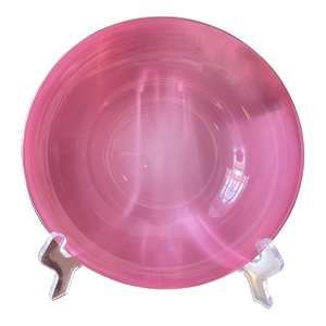 Two antique PINK! opaline glass salad plates // Steuben Frederick Carder Rosaline Pink Art Glass plates // Rose quartz // a layered table