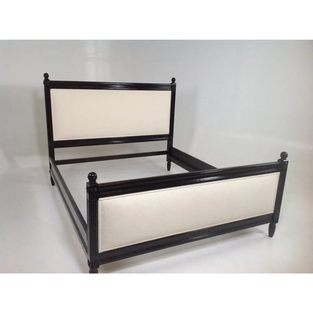 2010s Modern Cream Chenille Upholstered Cal King Size Bedframe For Sale - Image 5 of 5