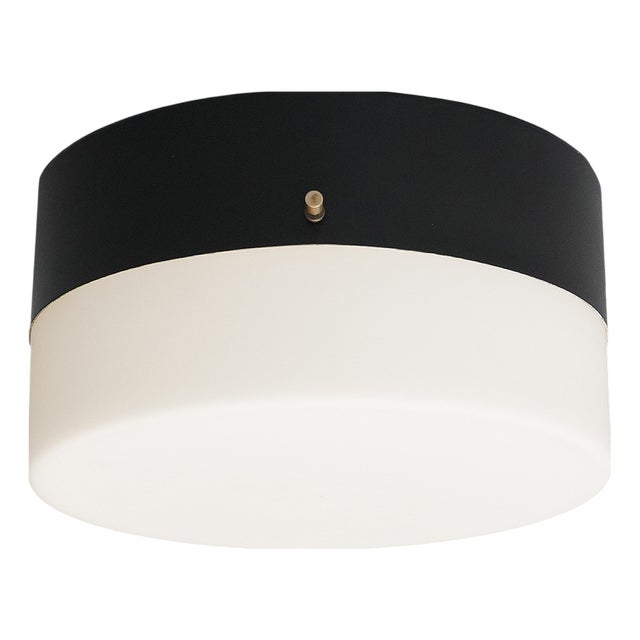 Vintage Ceiling Light in Opal White Glass, 1950s For Sale