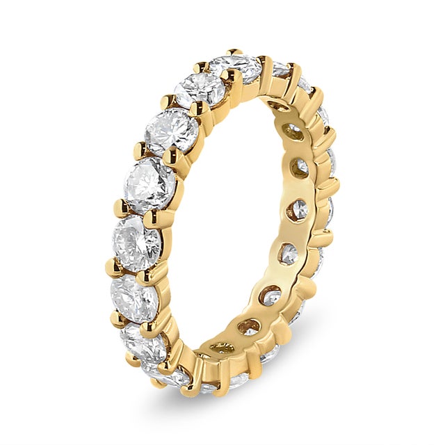 Haus of Brilliance 14K Yellow Gold 3.00 Cttw Shared Prong Set Round Cut Diamond Eternity Band (J-K Color, VS1-VS2 Clarity) - Ring Size 6 For Sale - Image 4 of 6
