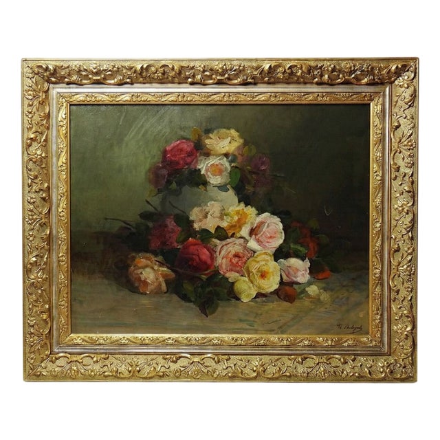 Bouquet of Roses, 1890-1910, Oil on Canvas, Framed For Sale