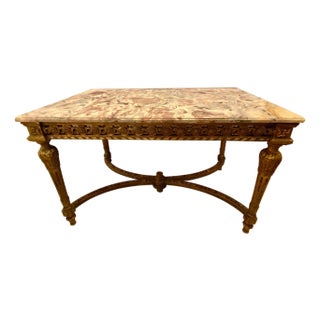 Maison Jansen, Louis XVI Center Table, Marble, Giltwood, France, 20th C. For Sale