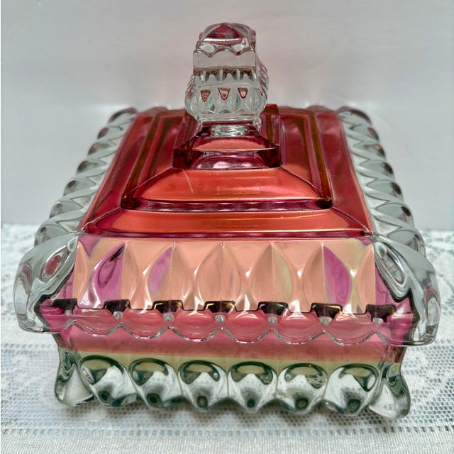 French Country Vintage Westmoreland Glass Box With Handcrafted Tea Scented Candle For Sale - Image 3 of 6