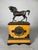 Charles X style horse clock in Siena yellow marble, 19th century Restoration For Sale