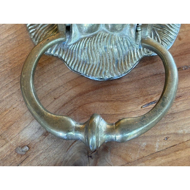 English Brass Lion Door Knocker For Sale - Image 4 of 7