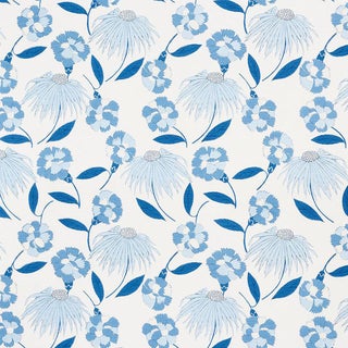 Schumacher X Celerie Kemble Bouquet Toss Fabric in Afternoon Blue For Sale