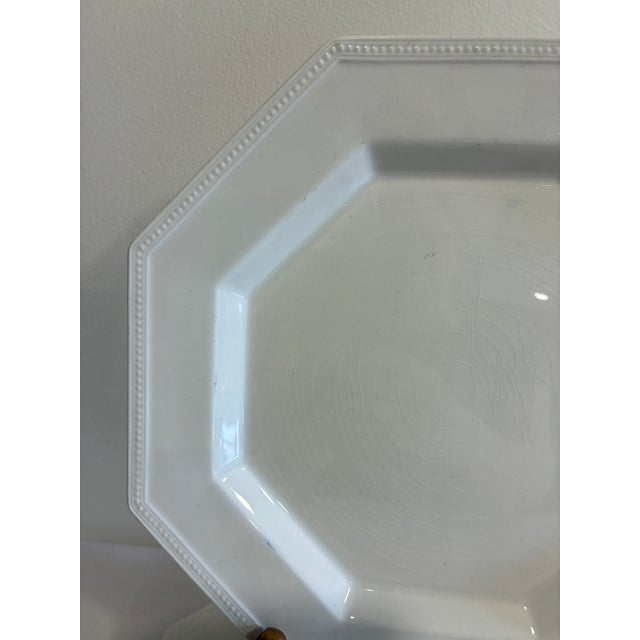 Farmhouse Vintage Johnson Bros "Heritage" White Ironstone Octagonal Dinner Plates, Set of 2 – England For Sale - Image 3 of 9
