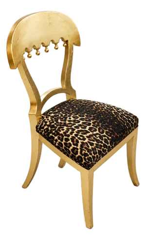 Glamorous French-Style Accent Chair – Gold Leaf Frame With Bold Animal Print Upholstery