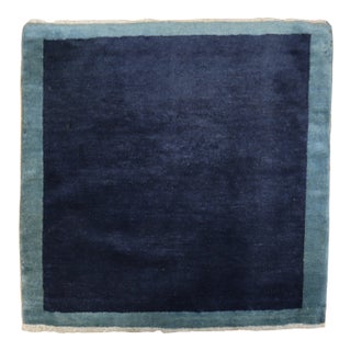 Vintage Blue Minimalist Chinese Rug - 2'3" x 2'5" For Sale