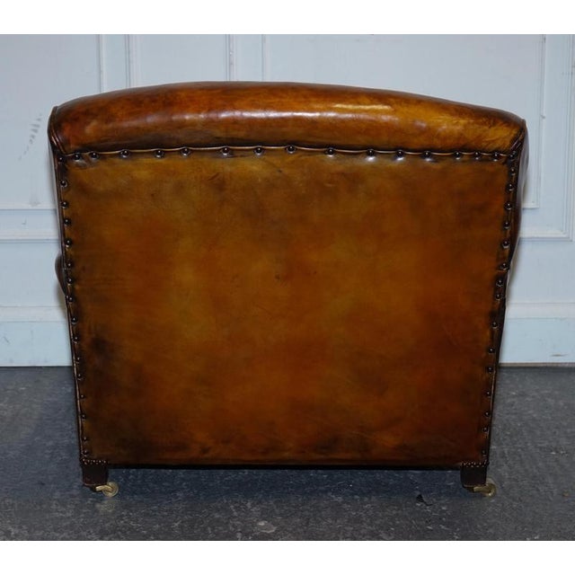 Large Howard Style Hand Dyed Leather Armchairs with Feather Filled Cushions, Set of 2 For Sale - Image 11 of 18